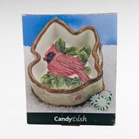 1999 St. Nicholas Square Cardinal Candy Dish, Ceramic Bird Dish, Vintage Holiday Decor, Gift for Bird Lover