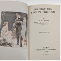 1916 Antique Wartime Novel, Mr. Britling Sees It Through, H.G. Wells, WWI Era Literature, Vintage Hardcover, The Macmillan Company