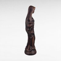 Vintage Madonna Figure, Wood Look Resin Sculpture, 13", Made in Japan, Religious Decor, Gift for Devotee
