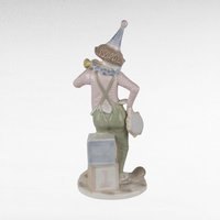 Vintage Porcelain 12 Inch Clown Figurine, Clown with Horn and Tambourine, Collectible Clown, Circus Decor, Gift for Clown Collector