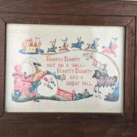 Vintage Humpty Dumpty Framed Print, Nursery Rhyme Wall Art, Kids Room Decor, Gift for Child, Vintage Nursery Decor