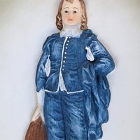 Vintage Wall Decor Lot, Lefton Blue Boy Plaque, Cupid Print, Bisque Plaques, 1970s Decor, Gift for Vintage Lover, Nursery Decor