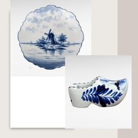 Vintage Delft Blue Shoe Ashtray and German Windmill Plate, Hand-Painted Ceramic Decor, Gift for Collector, Home Decor