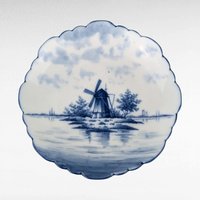 Vintage Delft Blue Shoe Ashtray and German Windmill Plate, Hand-Painted Ceramic Decor, Gift for Collector, Home Decor