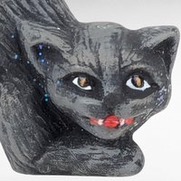Vintage Halloween Decor Lot - Handmade Witch Wall Hanging, Ceramic Witch Tealight Holder, Black Cat Figurine, Witch Ornament with Snake