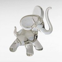 Vintage Glass Animal Figurines - Cat & Elephant Set - Clear Glass Decor, Collectible Glass, Animal Lover Gift