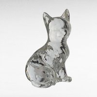 Vintage Glass Animal Figurines - Cat & Elephant Set - Clear Glass Decor, Collectible Glass, Animal Lover Gift
