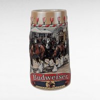 1986 Budweiser Holiday Stein | Clydesdale Horses | Christmas Town Scene | Vintage Beer Stein | Anheuser Busch Collectible