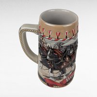 1986 Budweiser Holiday Stein | Clydesdale Horses | Christmas Town Scene | Vintage Beer Stein | Anheuser Busch Collectible