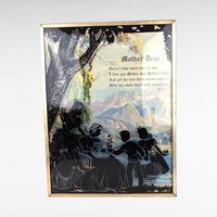 Vintage Mother's Day Wall Hanging | Silhouette Art | Bubble Glass | Poem | 8" x 6" | Retro Home Decor