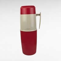 Vintage Red Thermos with Handle - Retro Kitchenware - Picnic Thermos - Insulated Beverage Container