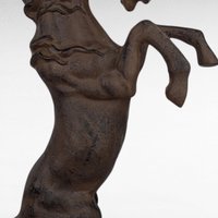 Vintage Cast Iron Rearing Horse Statue, 18.5" Tall, Equestrian Decor, Farmhouse Style, Metal Horse Sculpture, Gift for Horse Lovers