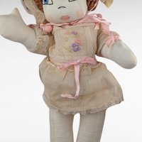 Vintage Handmade Doll, 17" Cloth Doll with Bonnet and Dress, Collectible Doll, Gift for Doll Collectors, Play Doll, Nursery Decor