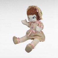 Vintage Handmade Doll, 17" Cloth Doll with Bonnet and Dress, Collectible Doll, Gift for Doll Collectors, Play Doll, Nursery Decor