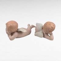 Pair of Vintage Ceramic Cherubs, Laying Down Angel Figurines, Romantic Home Decor