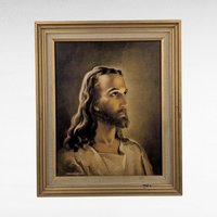 1941 Head of Christ Lithograph by Kriebel & Bates, Vintage Religious Wall Art, Warner Sallman, 12x10 Inches