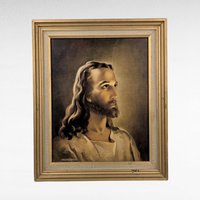 1941 Head of Christ Lithograph by Kriebel & Bates, Vintage Religious Wall Art, Warner Sallman, 12x10 Inches