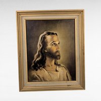 1941 Head of Christ Lithograph by Kriebel & Bates, Vintage Religious Wall Art, Warner Sallman, 12x10 Inches