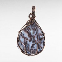 Handmade Copper Wire Wrapped Fancy Jasper Pendant, Boho Jewelry, Statement Necklace Pendant, Gift for Her