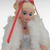 1989 Enesco Happy Holidays Barbie Music Box | Plays "Silver Bells" | Ceramic Barbie Figurine | Vintage Christmas Decor