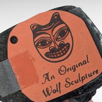 Vintage Original Wolf Stone and Marble Sculpture | Inuit Art | Eskimo with Dog | Hand-Carved | Arctic Decor