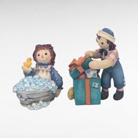 Vintage Enesco Raggedy Ann & Andy Figurines, "Birthday Surprises" and "Friends Are Ducky", Collectible Figurines, Nostalgia Decor