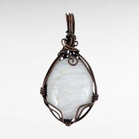 Handmade Copper Wire Wrapped Scolecite Pendant - White Crystal, Antiqued Finish