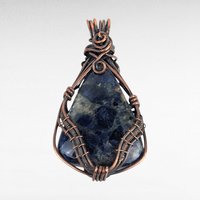 Handmade Copper Wire Wrapped Sodalite Pendant