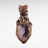 Copper Wire Wrapped Amethyst Pendant.