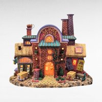 Vintage 1998 Department 56 T.L. Pigs Brick Factory - Christmas Village Accessory - Lit Building - Three Little Pigs