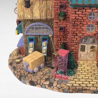 Vintage 1998 Department 56 T.L. Pigs Brick Factory - Christmas Village Accessory - Lit Building - Three Little Pigs