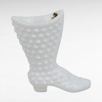 Vintage Fenton Hobnail Milk Glass Boot - Small Planter - Trinket Dish - Collectible Glassware - Victorian Style Decor