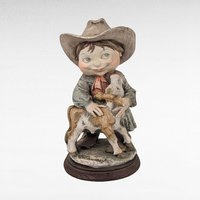 Vintage Giuseppe Armani Gulliver's World Cowgirl with Calf Figurine, 7" Collectible Resin Statue, Western Decor, Italian Art