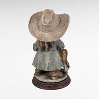 Vintage Giuseppe Armani Gulliver's World Cowgirl with Calf Figurine, 7" Collectible Resin Statue, Western Decor, Italian Art