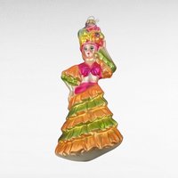 Vintage Midwest Little Dancer Glass Ornament, Flamenco Dancer, Colorful Dress, Blown Glass, Made in Germany, Christmas Ornament
