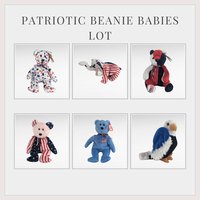 Vintage Patriotic Beanie Babies Lot (6) - Ty Patriot, Spangle, Red White Blue, America, Righty 2000, Free - Beanie Babies, Patriotic