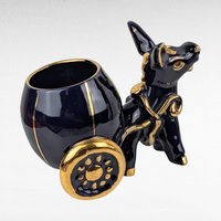Vintage Italian Donkey and Cart Figurine - Ceramic Donkey Figurine - Blue and Gold Donkey with Cart - Italian Pottery - Donkey Decor