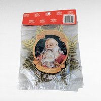 Vintage 1991 Roman Santa Starburst Ornaments, Set of 4, 5" Gold Foil Christmas Ornaments, New in Package, Retro Holiday Decor