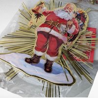Vintage 1991 Roman Santa Starburst Ornaments, Set of 4, 5" Gold Foil Christmas Ornaments, New in Package, Retro Holiday Decor