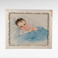 Vintage Charlotte Becker "Take Me In Your Arms" Framed Print, Baby Art, Nursery Decor, 9 x 10.5 Inches