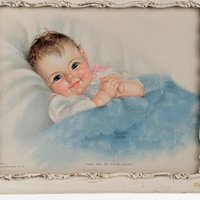 Vintage Charlotte Becker "Take Me In Your Arms" Framed Print, Baby Art, Nursery Decor, 9 x 10.5 Inches