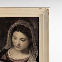 Vintage Religious Print, Madonna and Child, After Titian's "Madonna del S. Antonio," Framed, 16.5 x 14.5 Inches