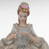Vintage Reine Handarbeit Porcelain Lady Reading Figurine, German Porcelain, Reading Woman Statue, Gift for Book Lover, Vintage Home Decor