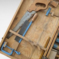 Vintage Handy Andy Tool Chest, Wooden Toy Tool Box, Kids Carpentry Set, Gift for Child, Retro Workshop Decor