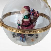 Vintage Hinged Glass Santa Ornament, Collectible Christmas Decor, Gift for Collector