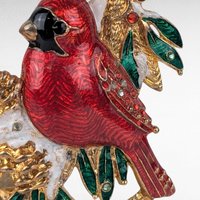 Vintage Enamel Cardinal Candle Holder, Red Bird Tealight Holder, Holiday Decor, Christmas Gift, Winter Bird Candleholder