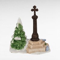 Vintage Dept 56 Village Accessories, Snowman Sign, Well & Cross Set, Hand Painted Porcelain, Christmas Village Decor, Holiday Gift