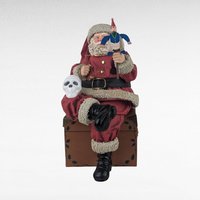 Spooky Santa Decor, Fabriche Santa with Skull, Upcycled Christmas Figurine, Gothic Holiday Decoration, Unique Gift