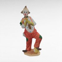 Vintage Resin Clown Figurines, 8" Musical Clown Decor, Whimsical Clown Pair, Gift for Clown Collector, Circus Decor
