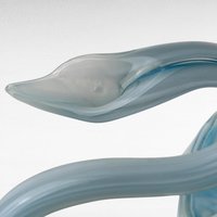 Vintage Blue Swirl Glass Swan Bowl, Hand-Blown, Mid-Century Modern, Collectible
